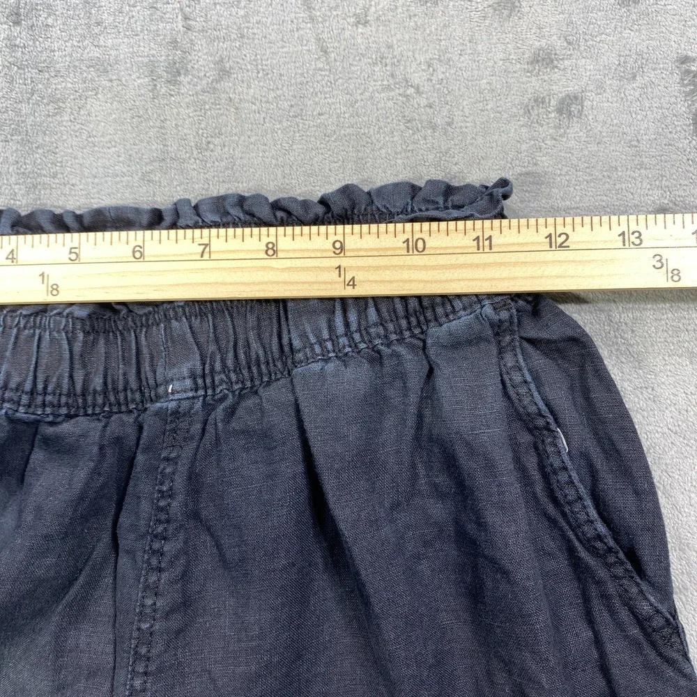 H&M Linen Blend Pants Womens XS Black Wide Leg Pull On Lagenlook Minimalist Chic